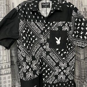 Limited edition Playboy short sleeve-paisley handkerchief print shirt
